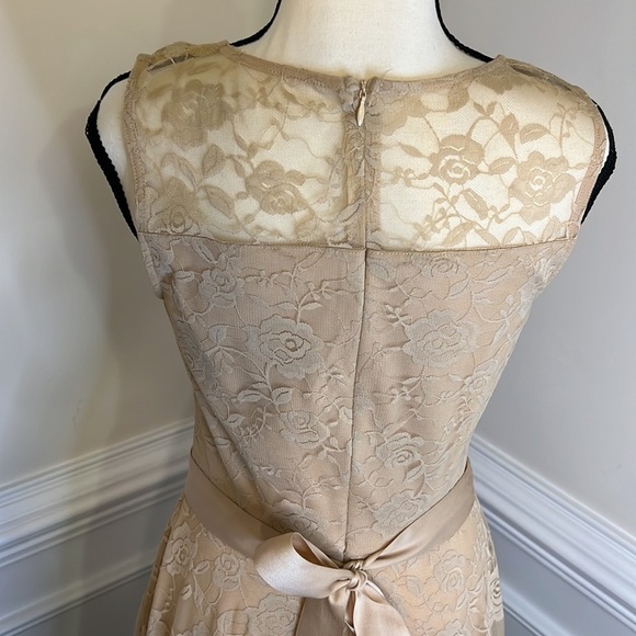 Dressy Star Sleeveless Lace Floral Print A Line Dress Tan Size Small - Picture 5 of 15